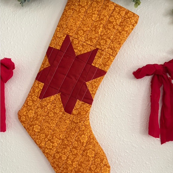 Festive Orange and Red Holiday Stocking - Picture 2 of 3